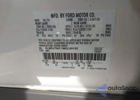 2021 Lincoln Aviator Reserve from USA, damaged, VIN 5LM5J7WC1MGL09155